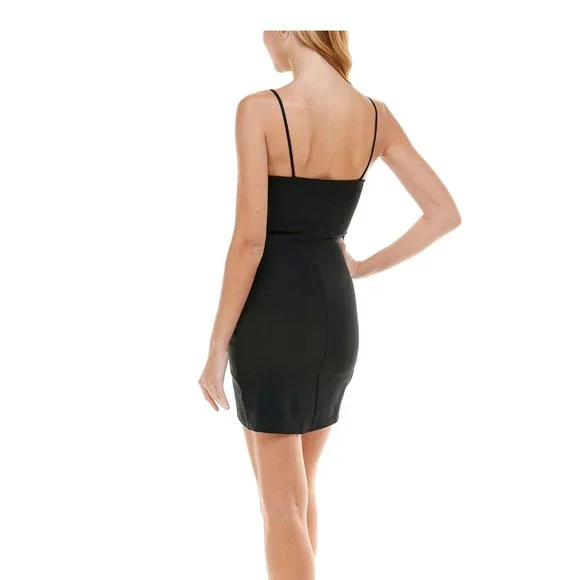 CRYSTAL DOLLS Women's Black Mini Cocktail Body Con Dress NWOT - Picture 2 of 7